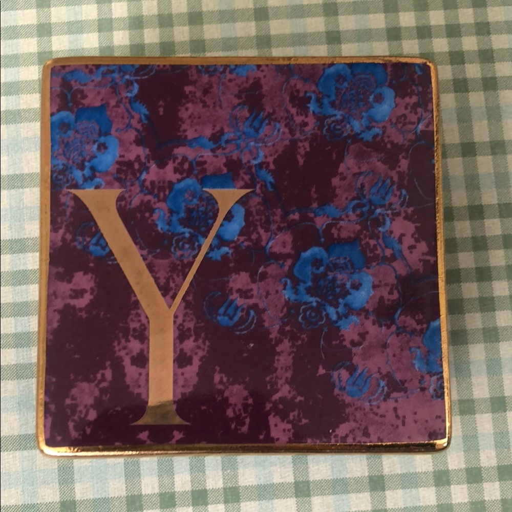 Anthropologie Monogram 'Y’ Trinket Jewelry Box